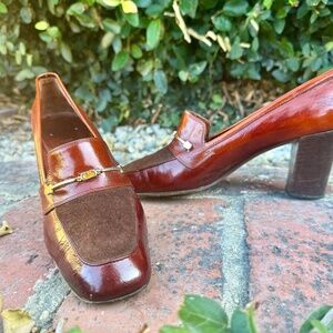 Vintage gucci patent leather/suede womens loafer Sz 7.5